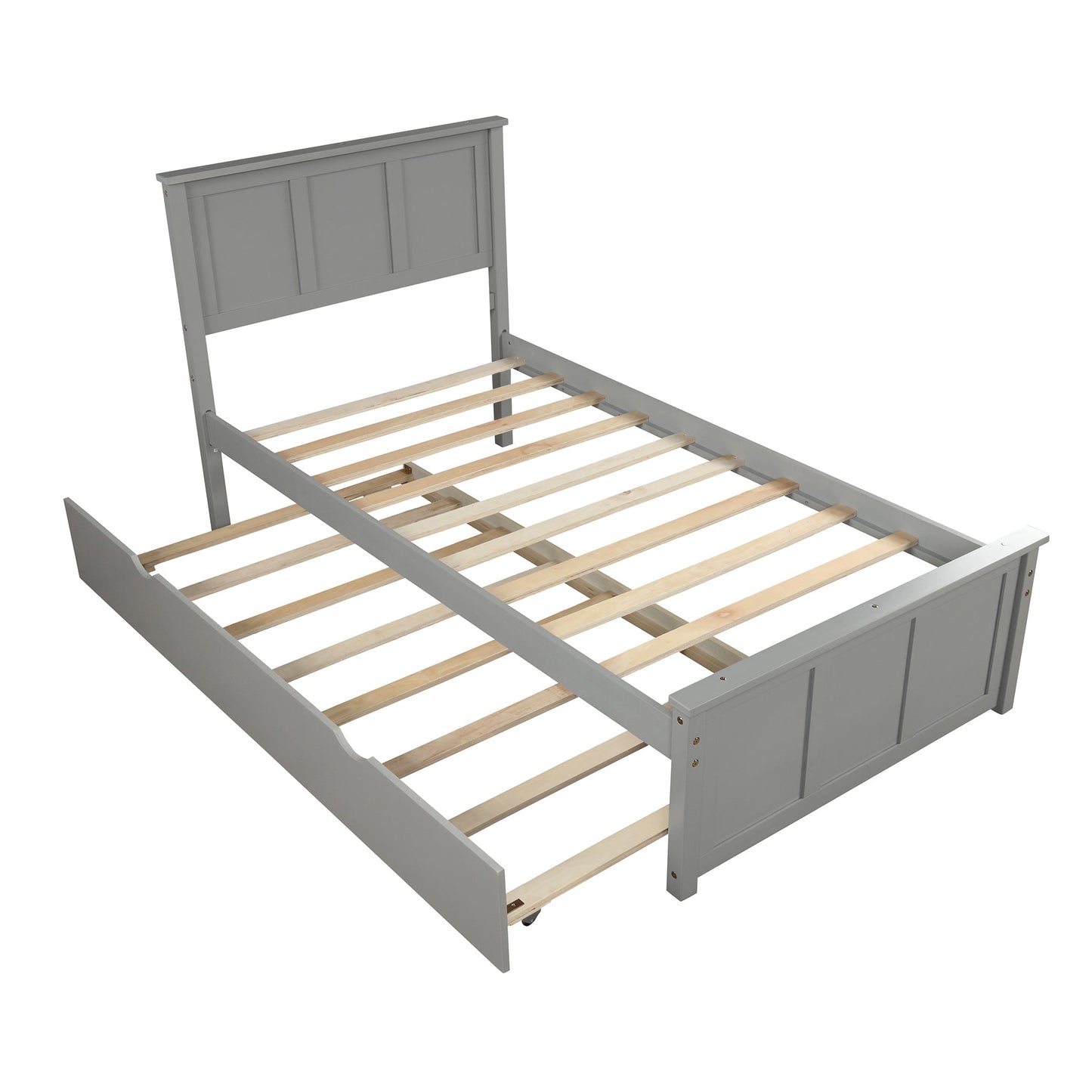 Cama Plataforma Gris con Estructura de Cama Trundle de Tamaño Individual