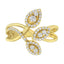10K Yellow Gold Diamond Layered Crossover Leaf Ring - Size 7