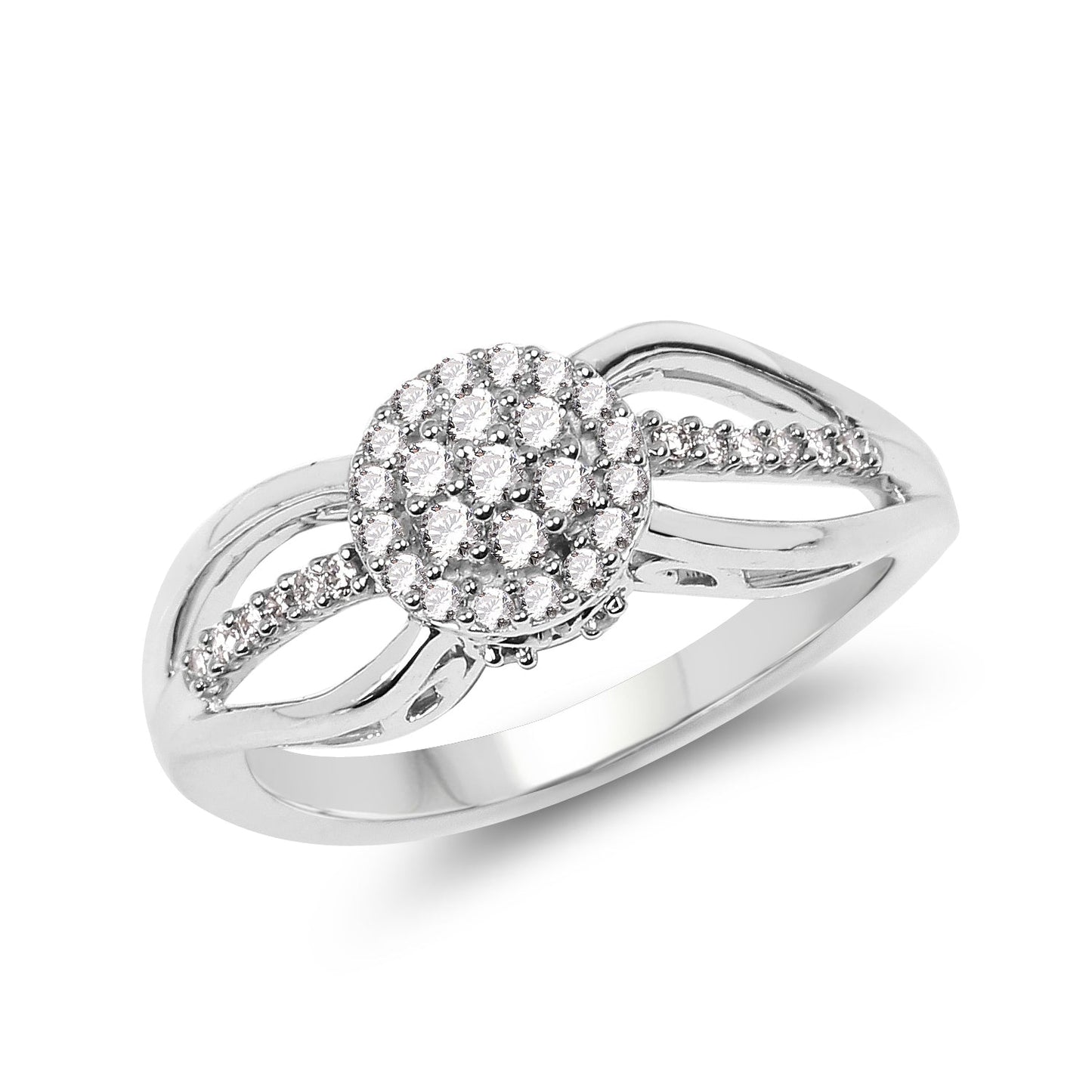 Anillo de Compromiso de Diamante Blanco Genuino de 0.25 Quilates en Oro Blanco de 14K