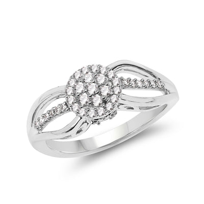 Bague de fiançailles en diamant blanc véritable de 0,25 carat en or blanc 14K