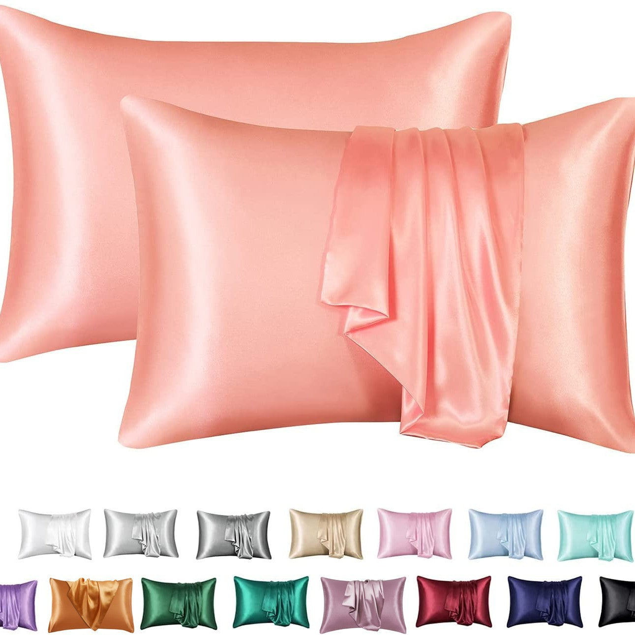 Simulation silk solid color polyester pillowcase envelope pillow pillow cases pillow pair multi-color - Korvel
