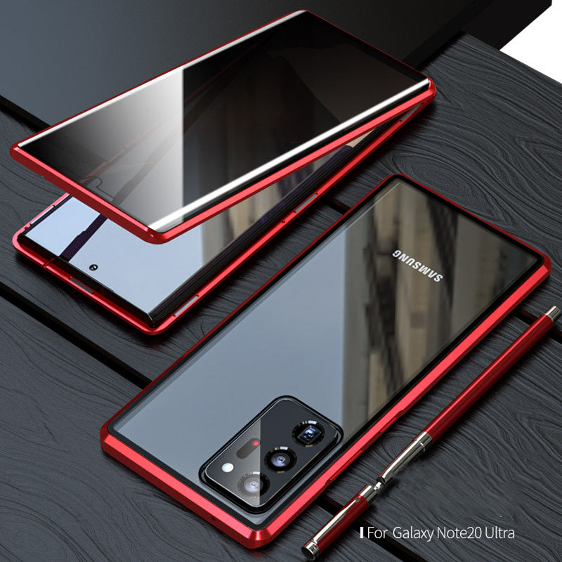 For Samsung Note20U Anti Peeping Privacy Glass Case Protect Phone Case S21Ultra Magnetic S21 Metal Cover - Korvel