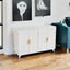 Elegant Ivory White Sideboard Buffet Cabinet with 4 Doors