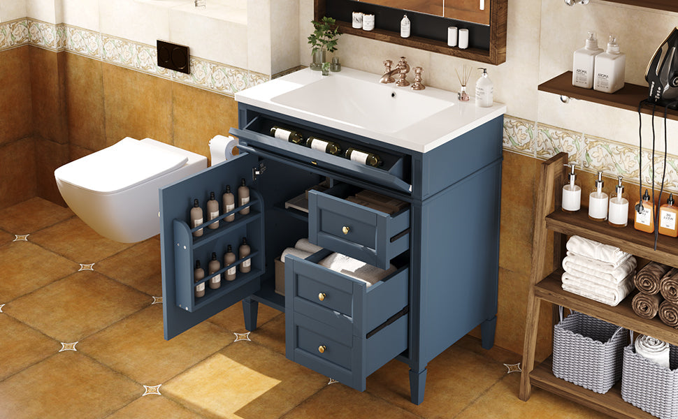 Meuble de salle de bain moderne de 30 pouces avec lavabo et rangement