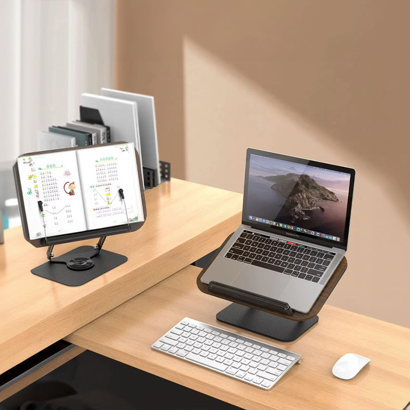 Adjustable 360° Rotating Book Stand with Elastic Clips, for Cookbooks, Laptops & More - Korvel