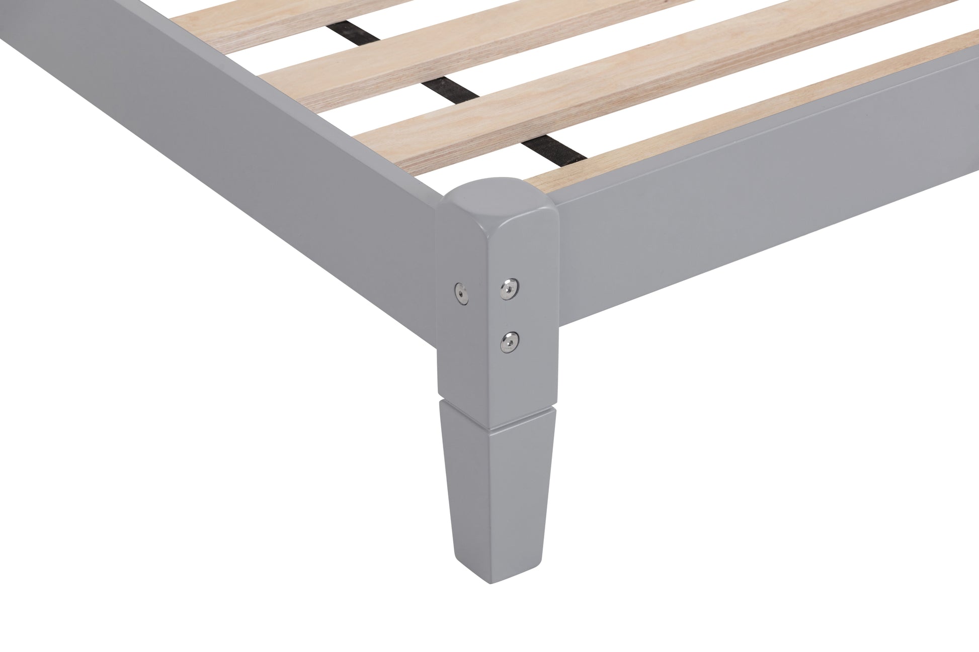 Twin Bed with Column-Decoration Headboard, with Bed Slats,Grey - Korvel