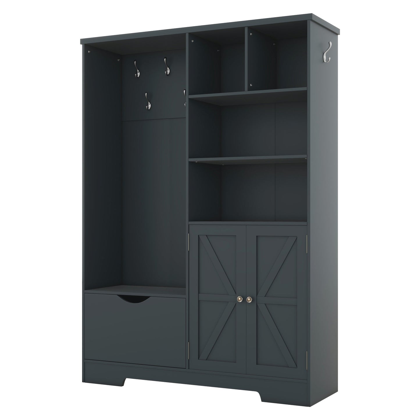 Armoire d'entrée élégante et multifonctionnelle avec rangement en bleu antique