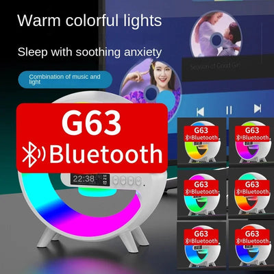 Bluetooth Speaker G63 Colorful Lights Clock Wireless Charging Multifunctional Bluetooth Speaker Colorful Atmosphere Alarm Clock - Korvel