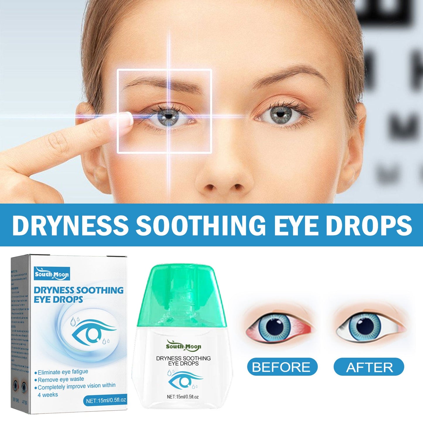 Eye Drops Dryness Soothing, Relieve Eye Fatigue, Dry Eyes, Red Eyes, Blurred Vision Eyes Care Lotion - Korvel