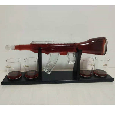 Crystal Glass AK47 Rifle Gun Whiskey Wine Glass Decanter With 4 Whiskey Glasses Set For Liquor,Whiskey,Vodka,Brandy - Korvel