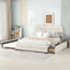 Queen Upholstered Platform Bed with Twin Size Trundle and Two Drawers  Beige - Korvel