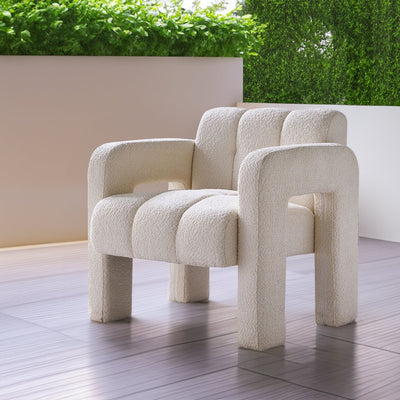 Elegant Boucle Upholstered Accent Chair - Beige