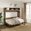Full Size Murphy Bed with Wardrobe, Drawers and Open Shelves, Antique Grey - Korvel