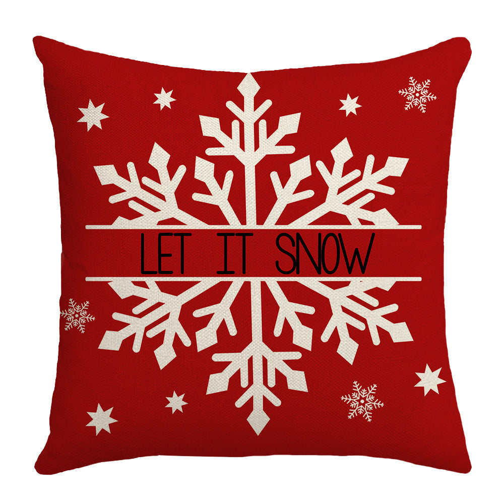 Grid Christmas linen pillowcase, Christmas tree snowflake home decoration pillowcase, sofa cushion pillowcase - Korvel
