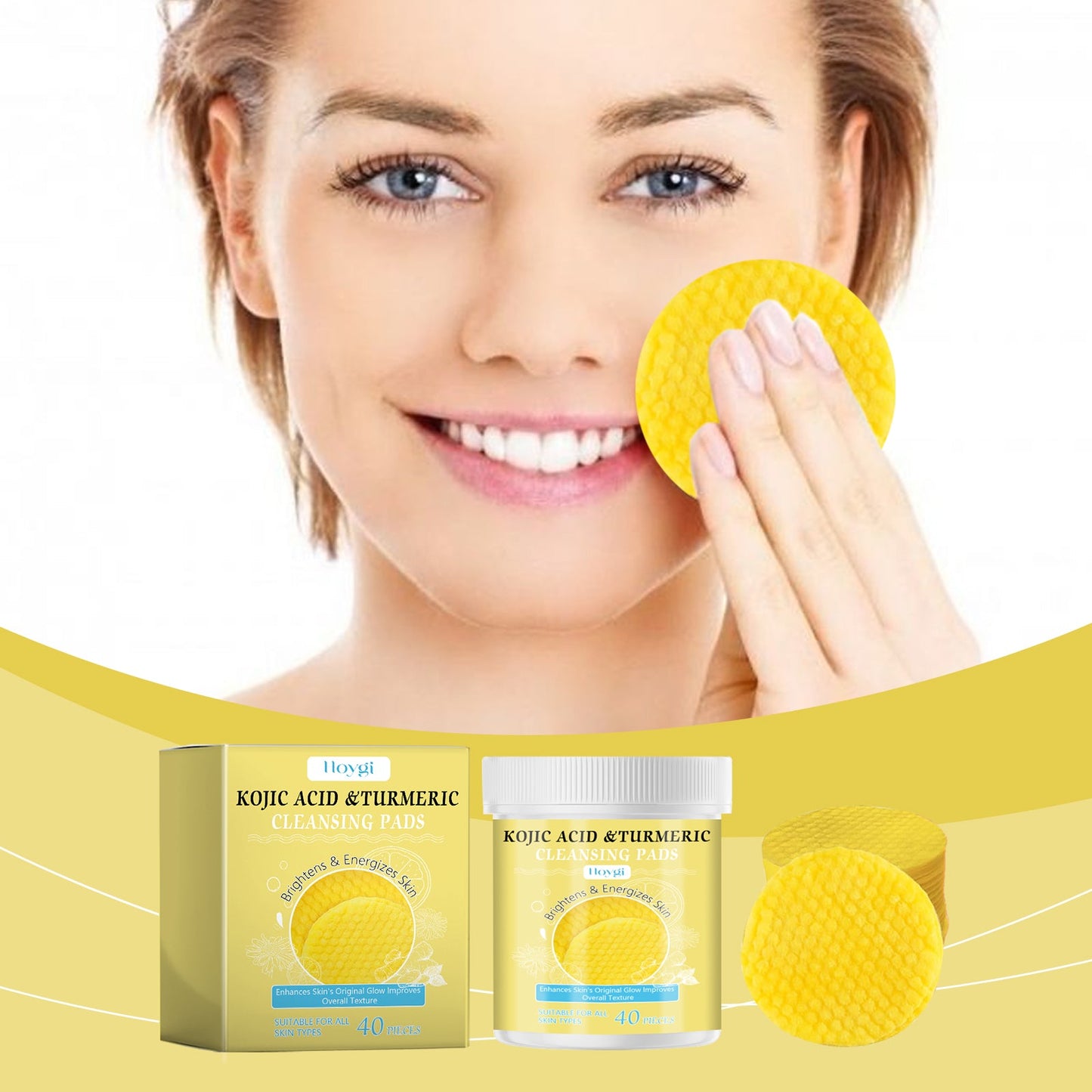 Turmeric Acid Cleansing Pad Facial Daily Cleansing Gentle Skin Care Moisturizing Skin Brightening Cleanser - Korvel