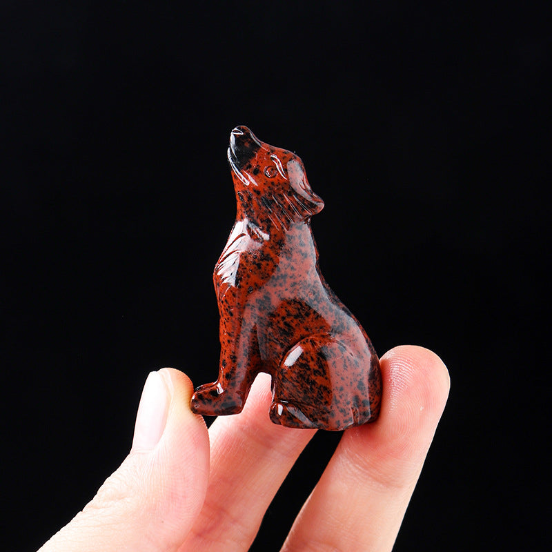 Natural Crystal Wolf Cub Carving - Premium Home Decor