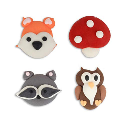 Edible Royal Icing Decorations - Woodland Creature Faces - 12 Count