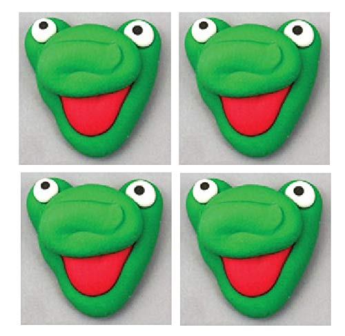 Edible Royal Icing Decorations - Frog Face - 4 Count