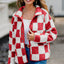 Chaqueta de Teddy de Manga Larga con Botones y Diseño a Cuadros Elegante