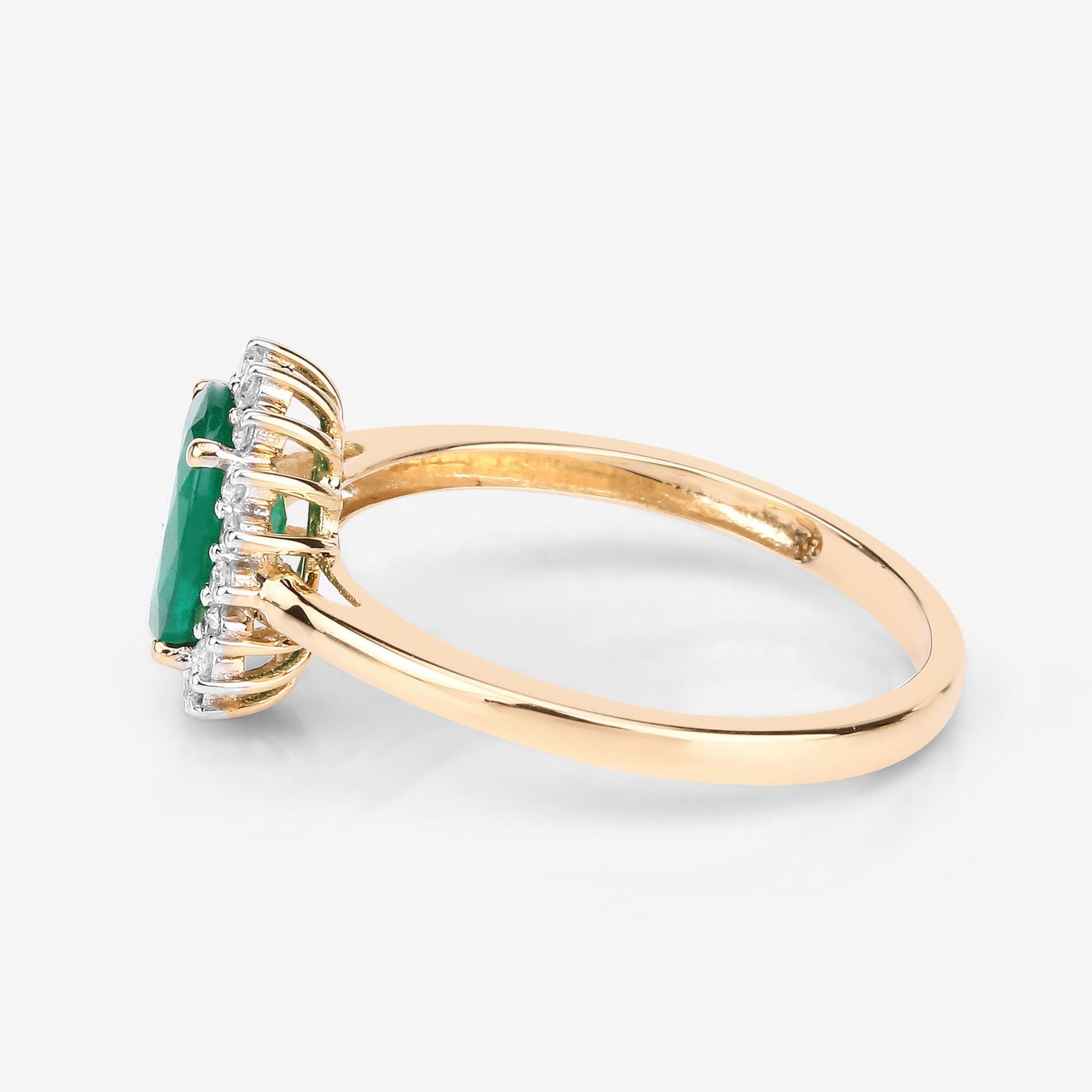 Bague de fiançailles en or jaune 14K avec émeraude zambienne de 1,34 carat et diamants