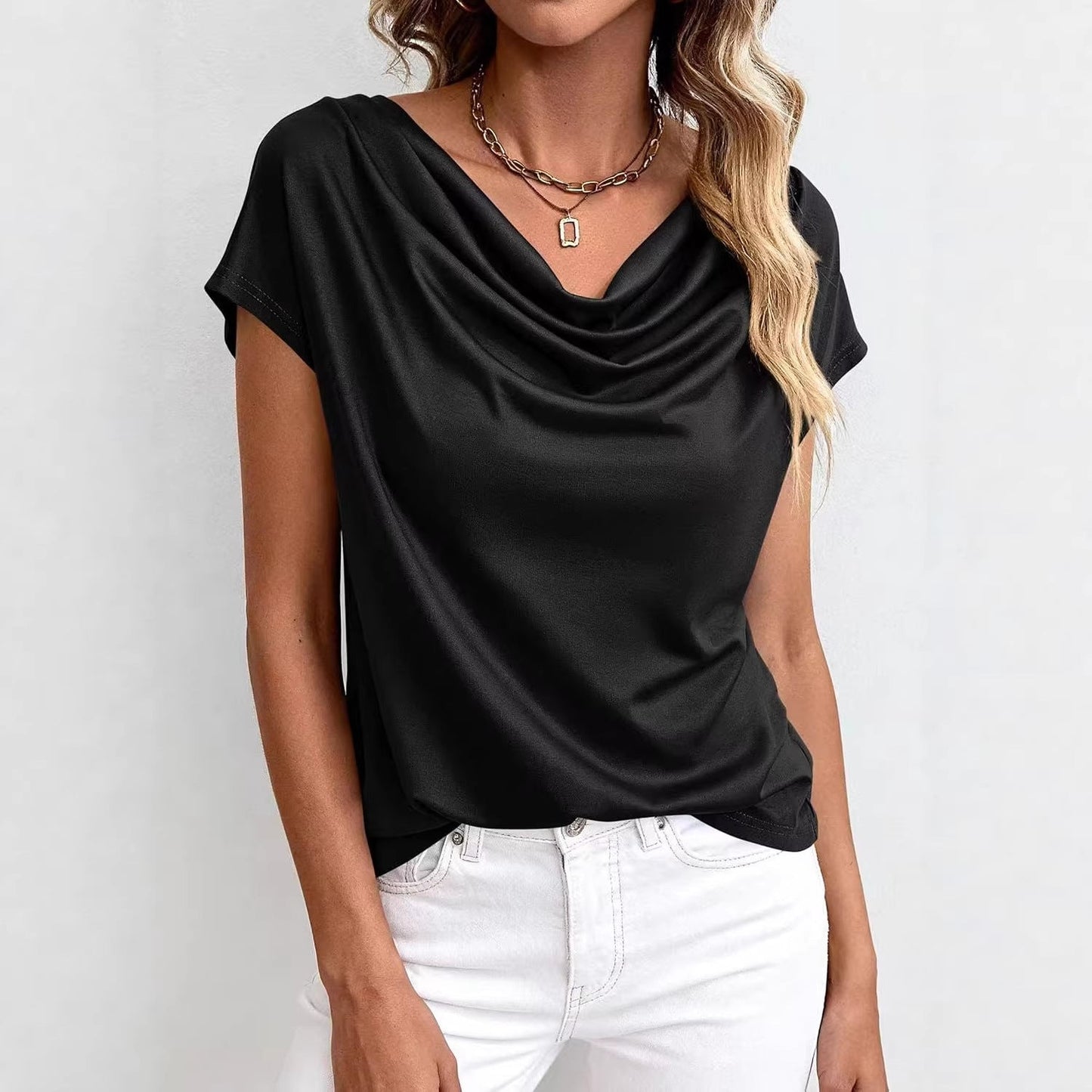 Casual Solid-Color Short-Sleeve Top for Everyday Style