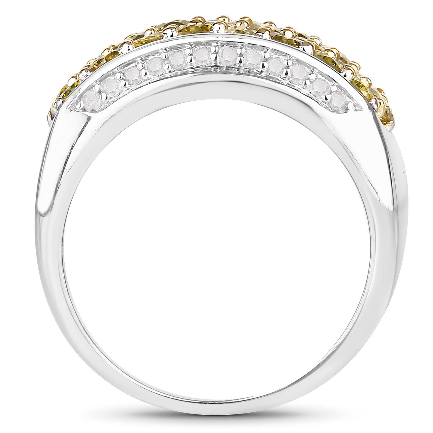 Anillo de Compromiso de Diamantes Amarillos y Blancos de 1.91 Quilates en Plata de Ley