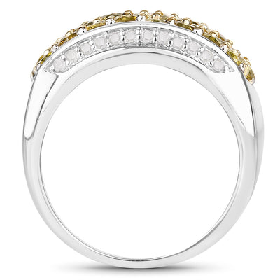 1.91 Carat Yellow and White Diamond Sterling Silver Engagement Ring