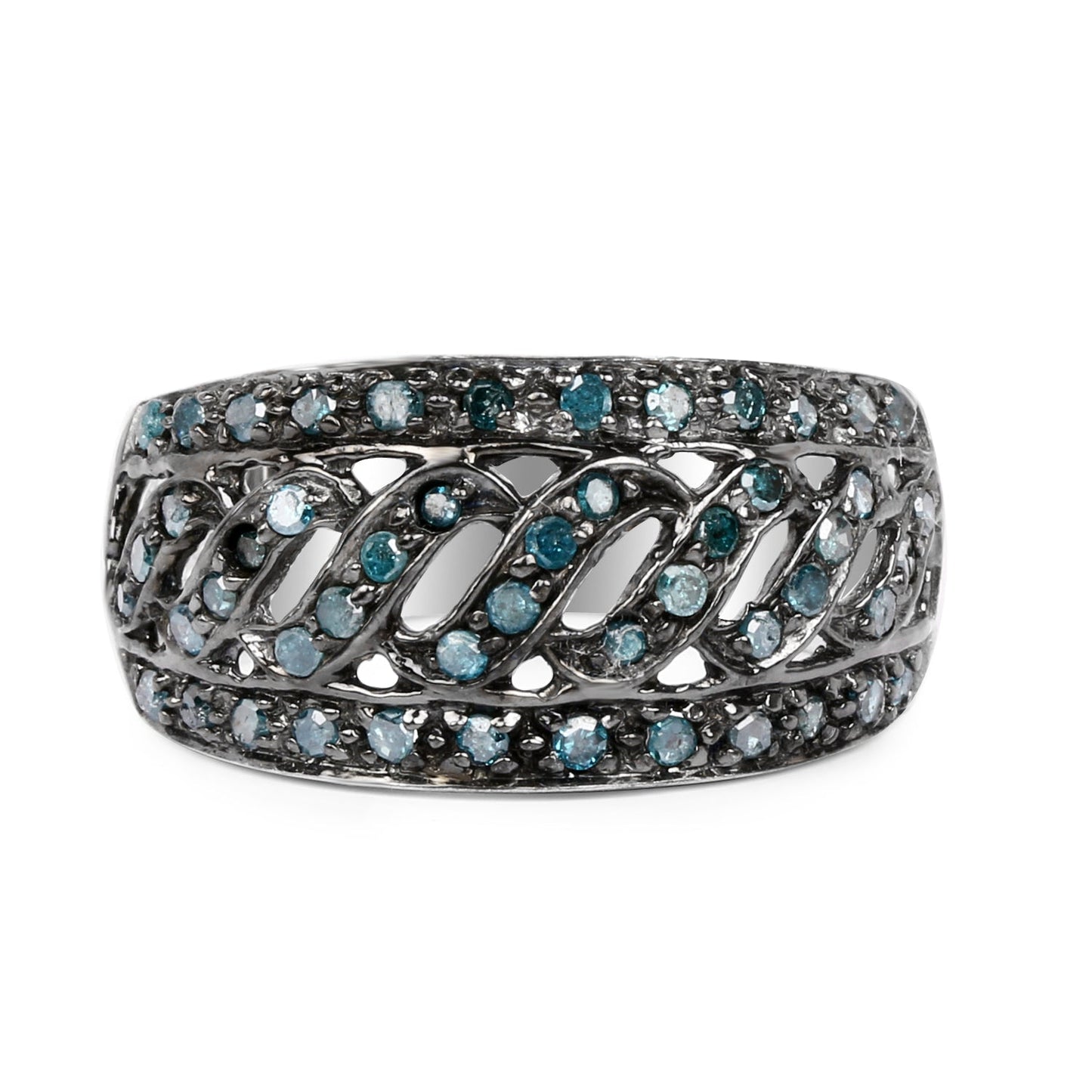 0.60 Carat Genuine Blue Diamond Sterling Silver Ring