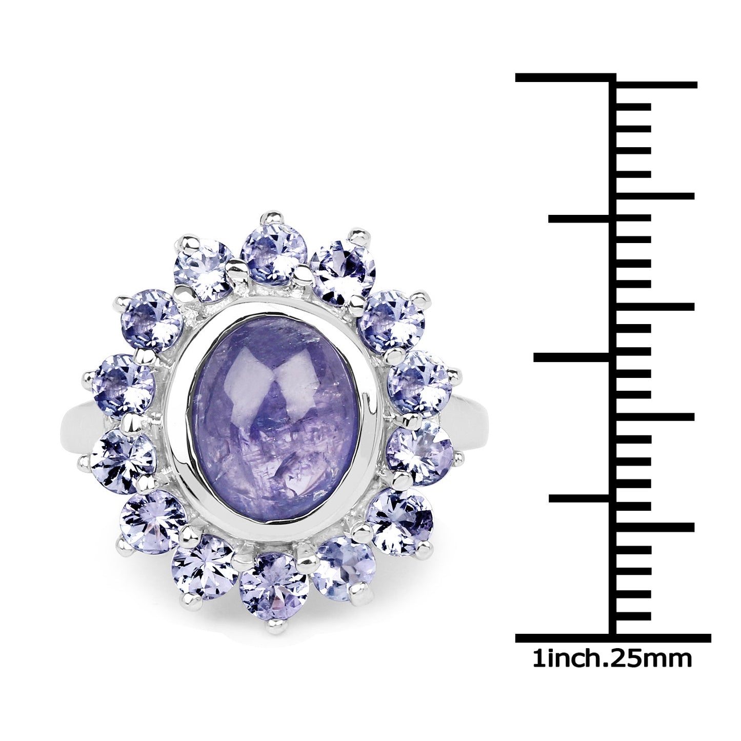 3.76 Carat Genuine Tanzanite Sterling Silver Engagement Ring