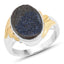 3.25 Carat Cobalt Blue Drusy Sterling Silver Engagement Ring