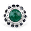 6.88 Carat Dyed Emerald & Blue Sapphire Sterling Silver Ring