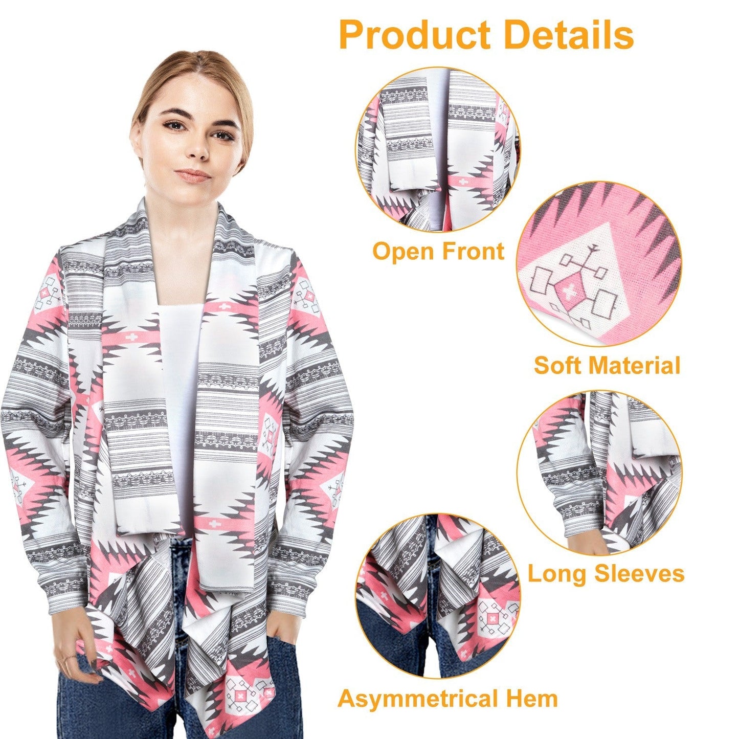Women's Open Front Long Sleeve Cardigan - Lightweight & Breathable
