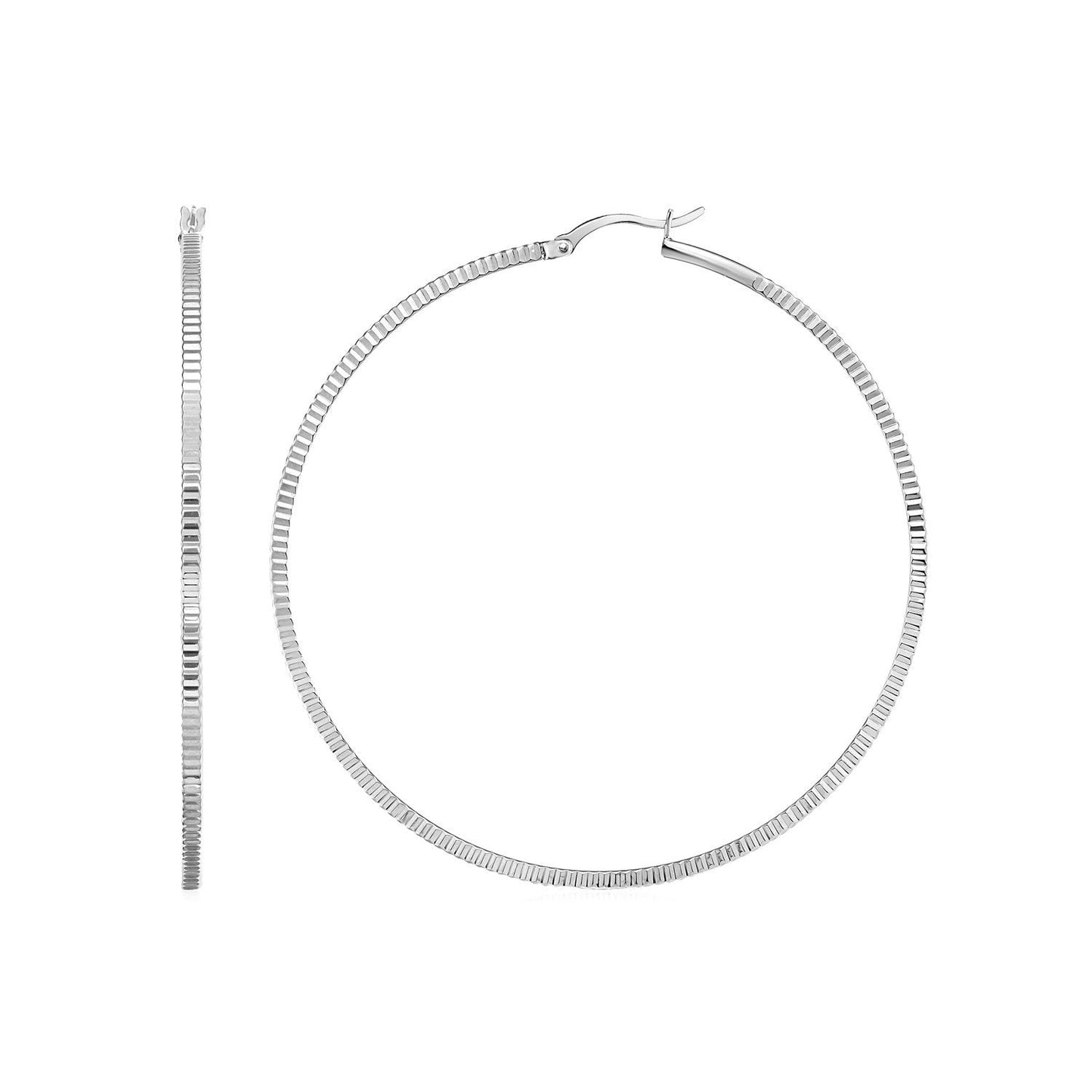 Boucles d'oreilles créoles texturées Ridge en argent sterling