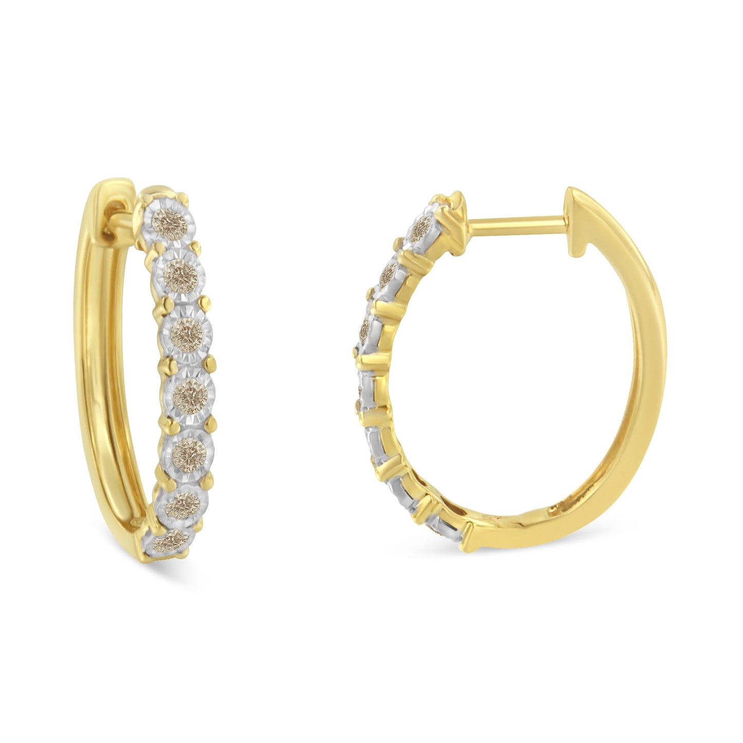 Boucles d'oreilles créoles en diamant en or bicolore 10KT