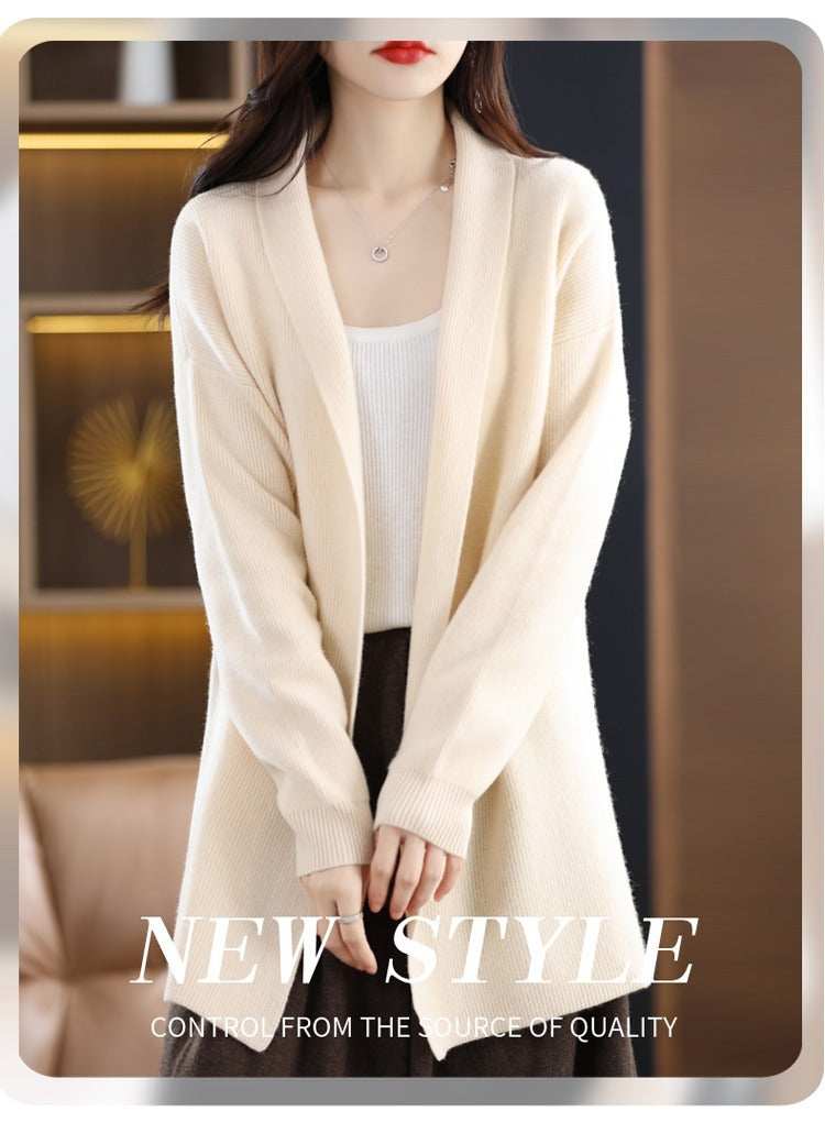 Cardigan en tricot mi-long ample et élégant pour femmes