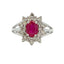 Anillo de Rubí y Diamante Natural de 1.65ct en Oro Blanco de 14KT