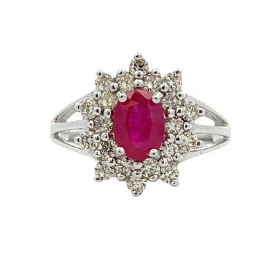Bague en Rubis et Diamants de 1,65 ct en Or Blanc 14KT