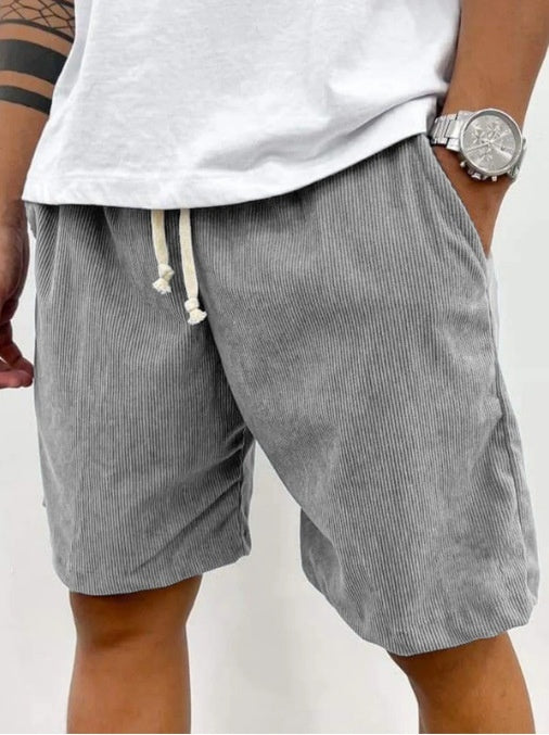 Men's Corduroy Jogger Shorts with Drawstring and Pockets