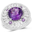 Anillo de plata esterlina de 5.58 quilates de amatista genuina y topacio blanco