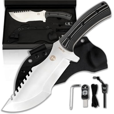 Tracker D2 Premium Bushcraft Survival Knife Set (Black & Gray) - Korvel