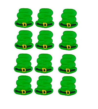 Edible Royal Icing Decorations - Leprechaun Pipe Hats - 12 Count