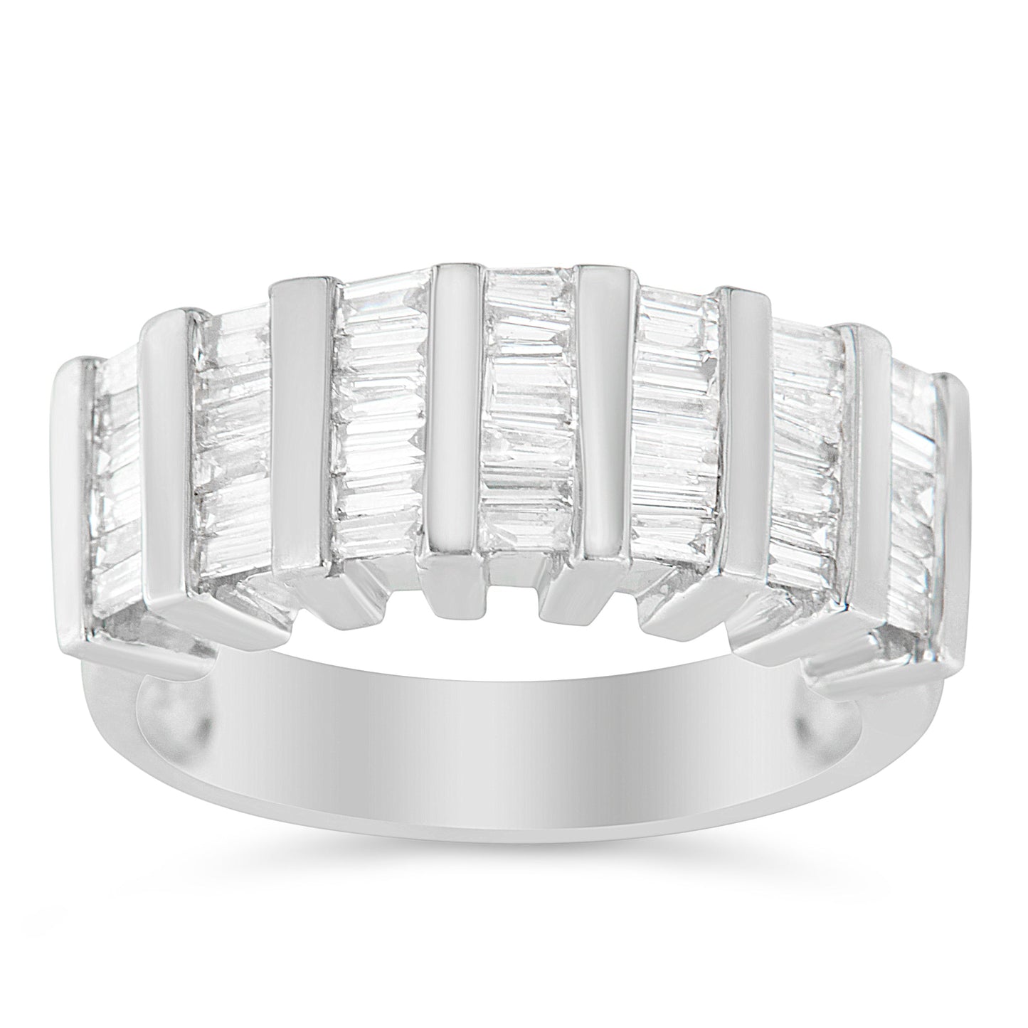 Bague de mariage multi-rangs en diamant taillé en baguette en argent sterling .925