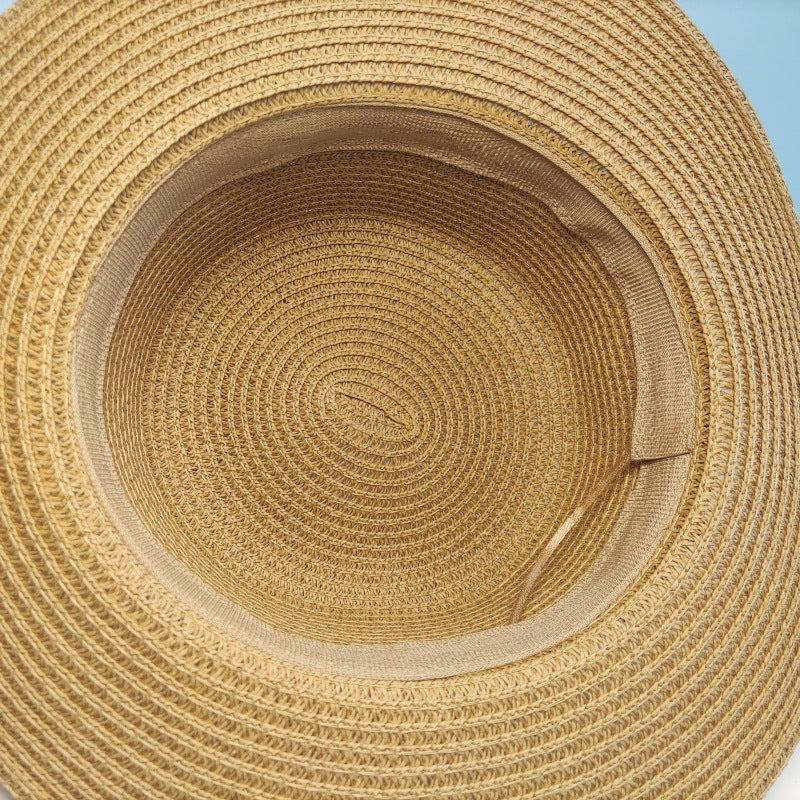 Flat Straw Hat - French Woven Top for Beach Vacations