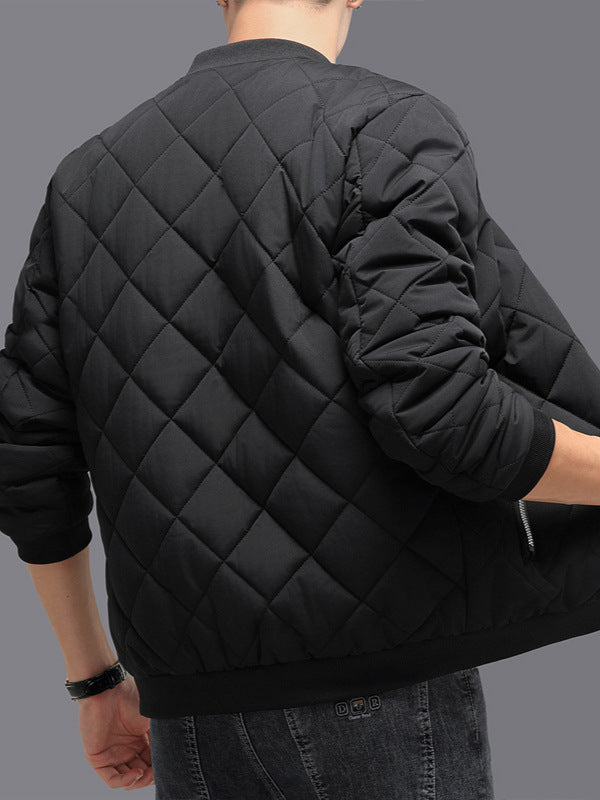 Stylish Rhombic Design Cotton Puffer Jacket for Men