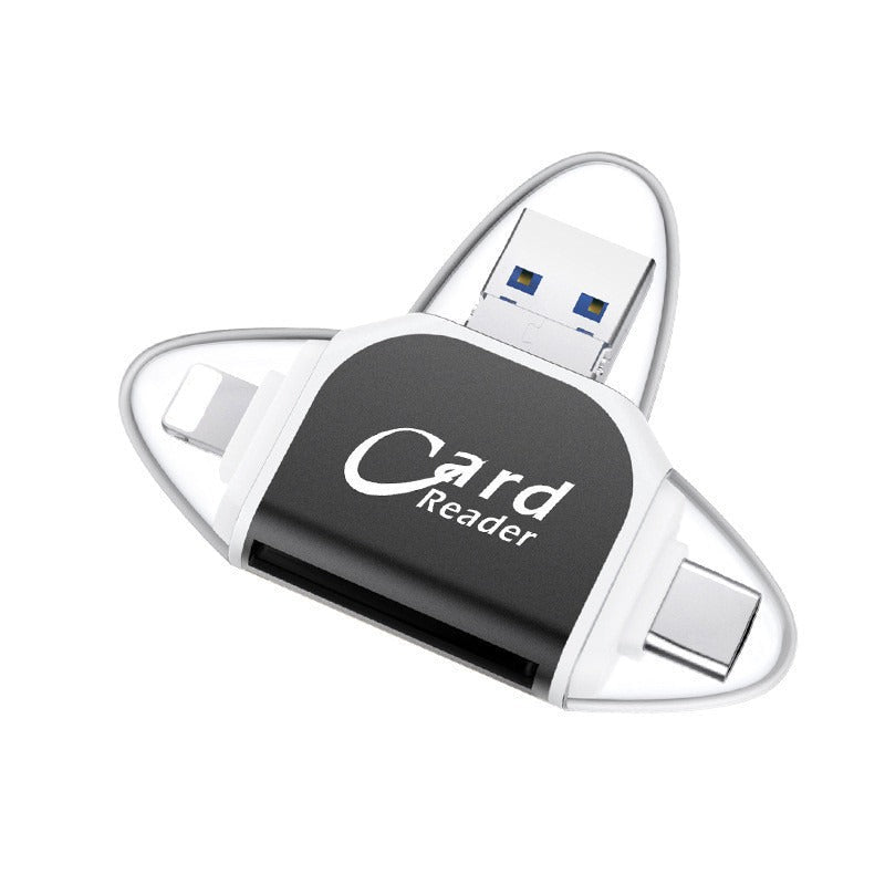 Plug and play for Apple and Android phones multifunctional card reader four in one multifunctional TF card SD card - Korvel