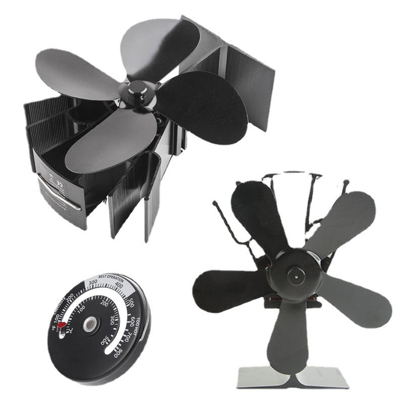 Thermal Power Fan Four Blade Wood Burning Stove Fan Ecological Fireplace Fan Wood Fireplace Thermal Fan/Fan Thermometer - Korvel