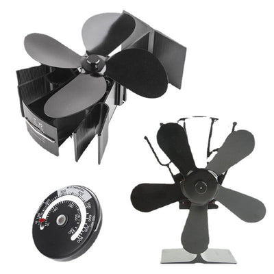 Thermal Power Fan Four Blade Wood Burning Stove Fan Ecological Fireplace Fan Wood Fireplace Thermal Fan/Fan Thermometer - Korvel