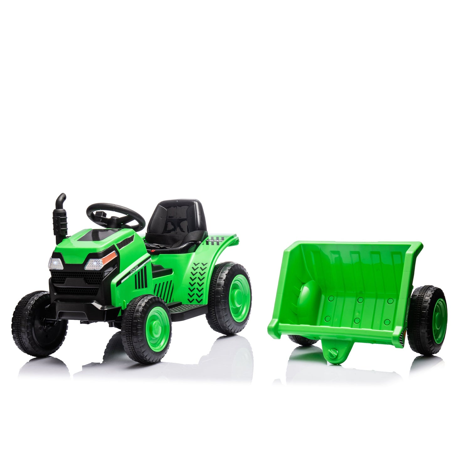 12V Electric Ride-On Tractor "Black Knight" with Detachable Tugboat