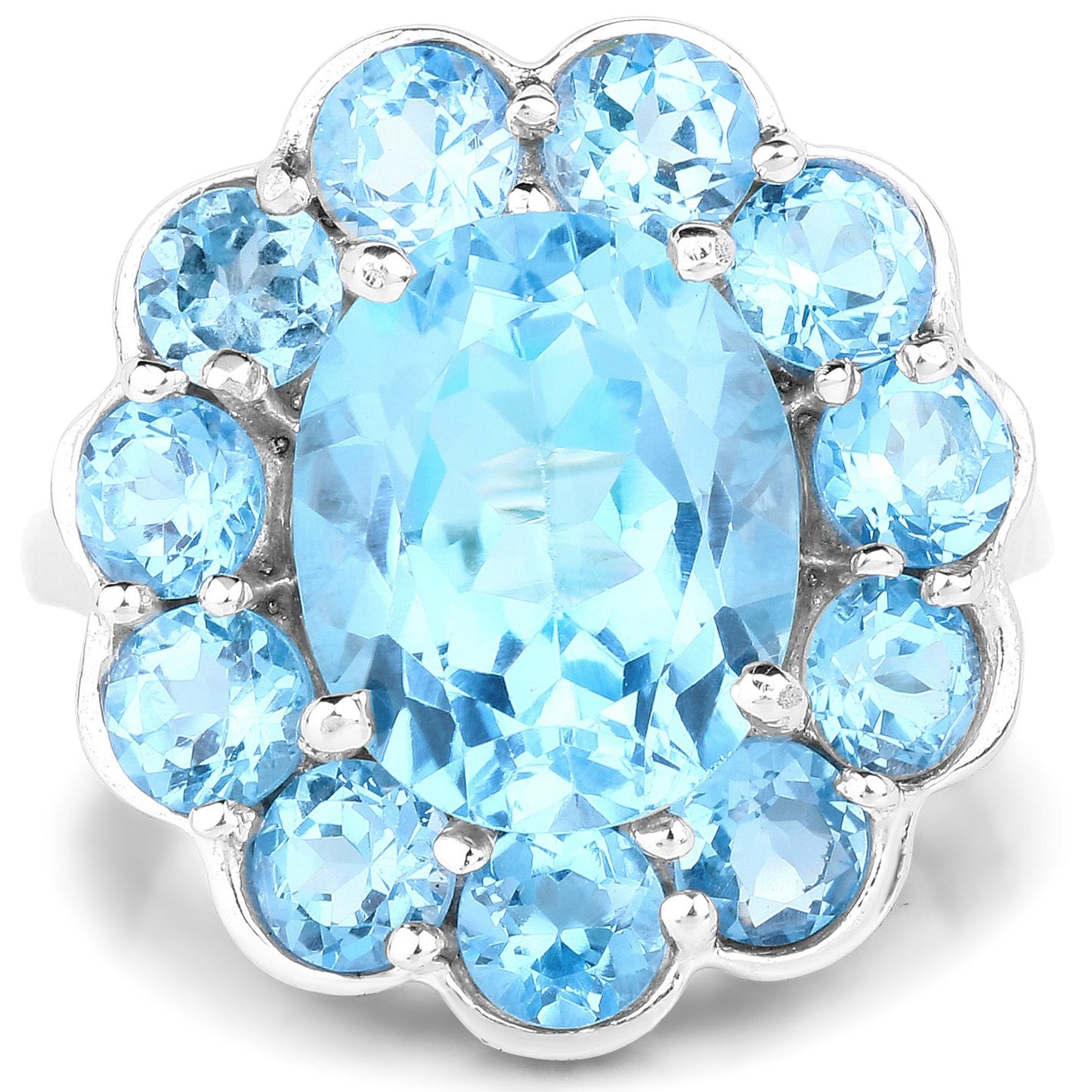 Bague en argent sterling avec topaze bleue suisse de 8,77 carats