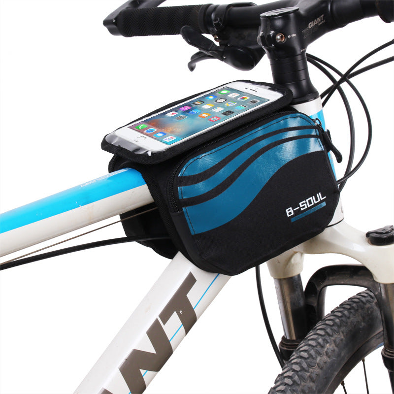 B-SOUL Bicycle Mountain Bike Upper Tube Bag Saddle Bag Road Car Front Bag Increase Touch Screen Mobile Phone Bag 5.7 Inches - Korvel